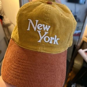 Tan corduroy New York Dad cap